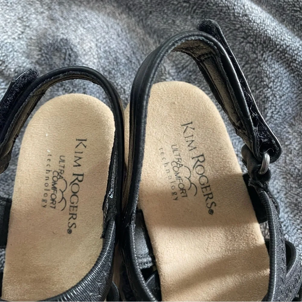 Kim Rogers Cassandra Black Strappy Platform Sandals Comfort Women's‎ Size 6.5M